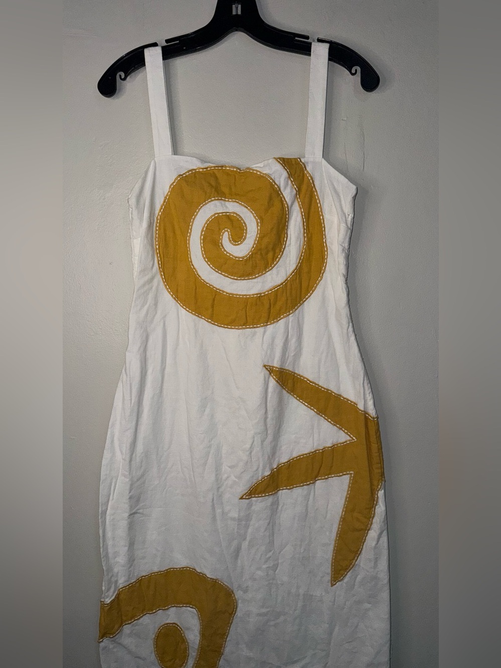Cleobella White Midi Dress with Mustard Spiral Appliqué - Picture 10 of 12